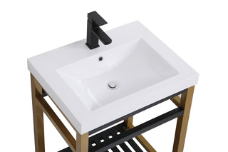 24 inch Single Bathroom Metal Vanity in Golden Black