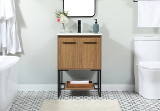 24 inch Single bathroom vanity in walnut brown