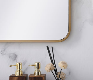 Soft corner metal rectangular mirror 22x40 inch in Brass