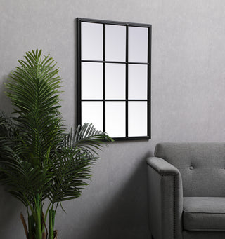 Metal windowpane mirror 28 inch x 36 inch in Black