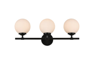 Ansley 3 light Black and frosted white Bath Sconce