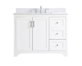 42 inch Single Bathroom Vanity in White with Backsplash