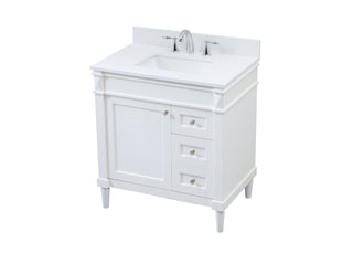 32 inch Single bathroom vanity in white with backsplash