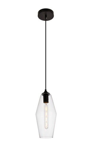 Placido Collection Pendant D5.9 H14.2 Lt:1 Black and Clear Finish