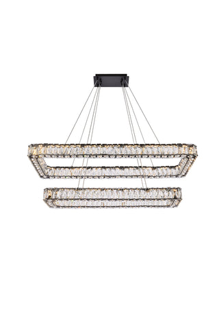 Monroe 42 inch LED double rectangle pendant in black