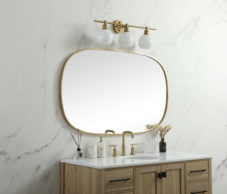 Metal Frame Oval Mirror 30x48 Inch in Brass