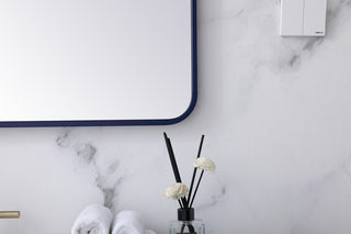 Soft corner metal rectangular mirror 36x36 inch in Blue