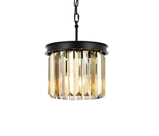 Sydney 3 light Matte Black Pendant Golden Teak (Smoky) Royal Cut Crystal