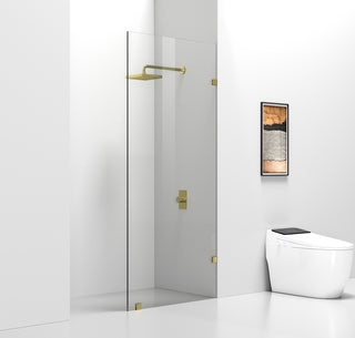 Fixed frameless shower door 35 x 78 Brushed Gold