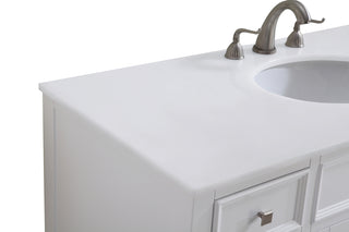 48 inch Single Bathroom vanity in White with ivory white engineered marble