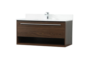 40 inch Single bathroom vanity in walnut with backsplash