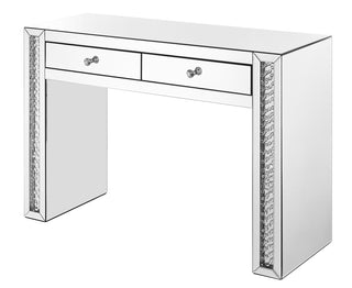 47 inch Rectangle Crystal Vanity Table in Clear Mirror Finish