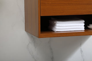 30 inch Single bathroom vanity in teak with backsplash