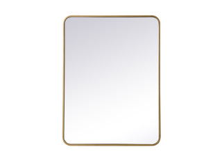 Soft corner metal rectangular mirror 27x36 inch in Brass