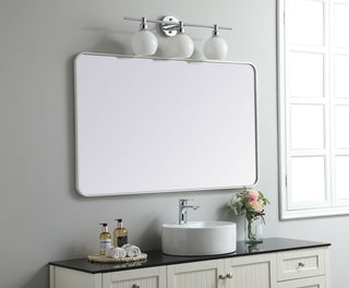 Soft corner metal rectangular mirror 30x48 inch in White