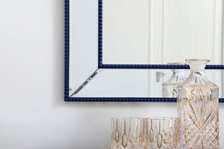 Iris beaded mirror 42 x 28 inch in blue