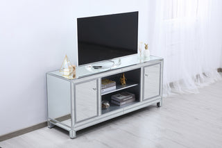 60 in. mirrored TV stand in antique silver