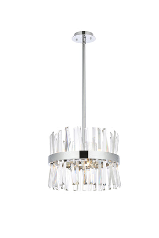 Serephina 16 inch crystal round pendant light in chrome