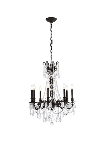 Rosalia 8 light Dark Bronze Chandelier Golden Teak (Smoky) Royal Cut Crystal