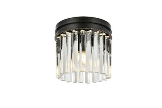 Sydney 3 light Matte Black Flush Mount Clear Royal Cut Crystal