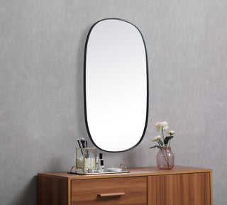 Metal Frame Oval Mirror 30x48 Inch in Black