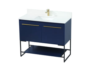 40 inch Single bathroom vanity in blue with backsplash