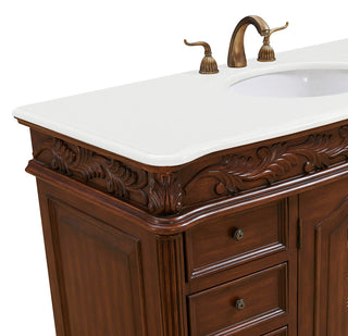 48 inch Single Bathroom vanity in Teak Color with ivory white engineered marble