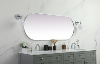 Metal Frame Oval Mirror 24x60 Inch in Silver