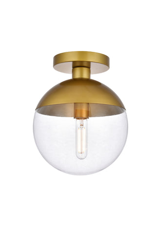 Eclipse 1 Light Brass Flush Mount With Clear Glass