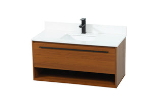 40 inch Single bathroom vanity in teak with backsplash