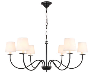 Eclipse 6 light Black and White shade chandelier