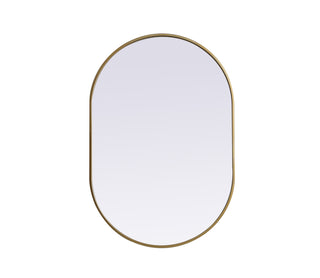 Metal Frame Oval Mirror 27x40 Inch in Brass