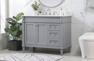 42 inch Single bathroom vanity in grey with backsplash