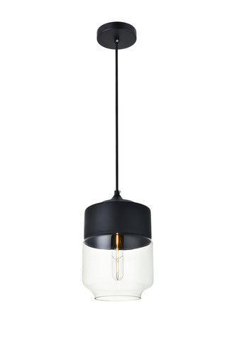 Ashwell 1 Light Black Pendant With Clear Glass