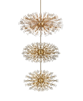 Vera 48 inch three tiers crystal starburst chandelier in satin gold