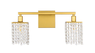 Phineas 2 light Brass and Clear Crystals wall sconce