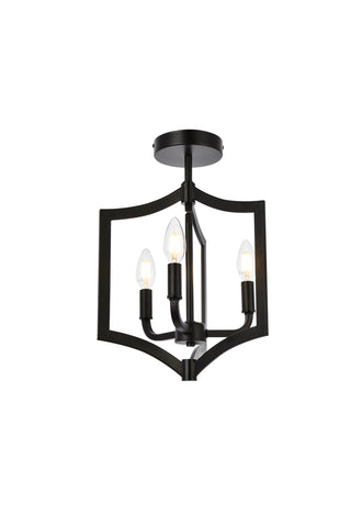 Kiera 3 lights flush mount in black