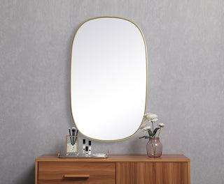 Metal Frame Oval Mirror 30x48 Inch in Brass