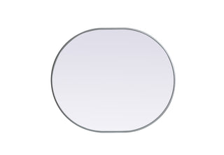 Metal Frame Oval Mirror 30x36 Inch in Silver