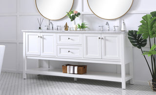 72 in. double sink bathroom vanity set in White