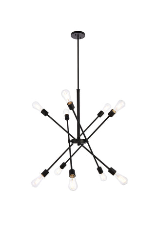 Axel 10 lights black pendant with hanging rod