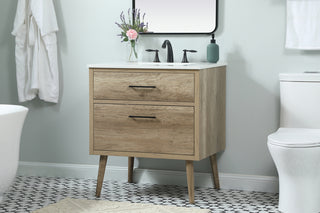 30 inch Single bathroom vanity in natural oak