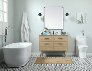 42 inch Single bathroom vanity in mango wood with backsplash