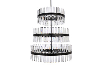 Serephina 36 inch 3 tiers crystal round chandelier light in black