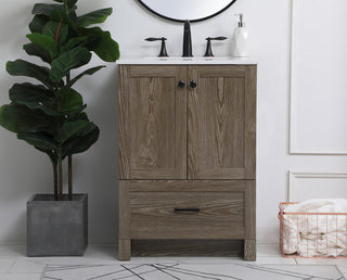 24 inch Single Bathroom Vanity in Weathered oak