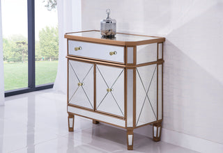 1 Drawer 2 Door Cabinet 32 in. x 16 in. x 32 in. in Gold Clear