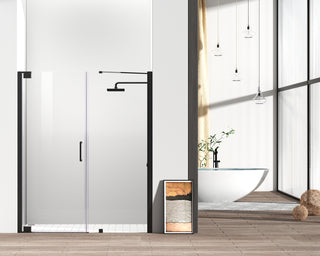 Semi-frameless hinged shower door 60 x 72 Matte Black