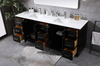 84 Inch Double Bathroom Vanity In Black