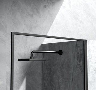 Fixed framed shower door 35 x 76 Matte Black