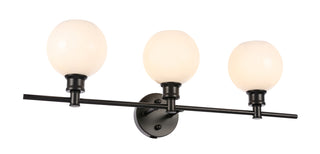 Collier 3 light Black and Frosted white glass Wall sconce